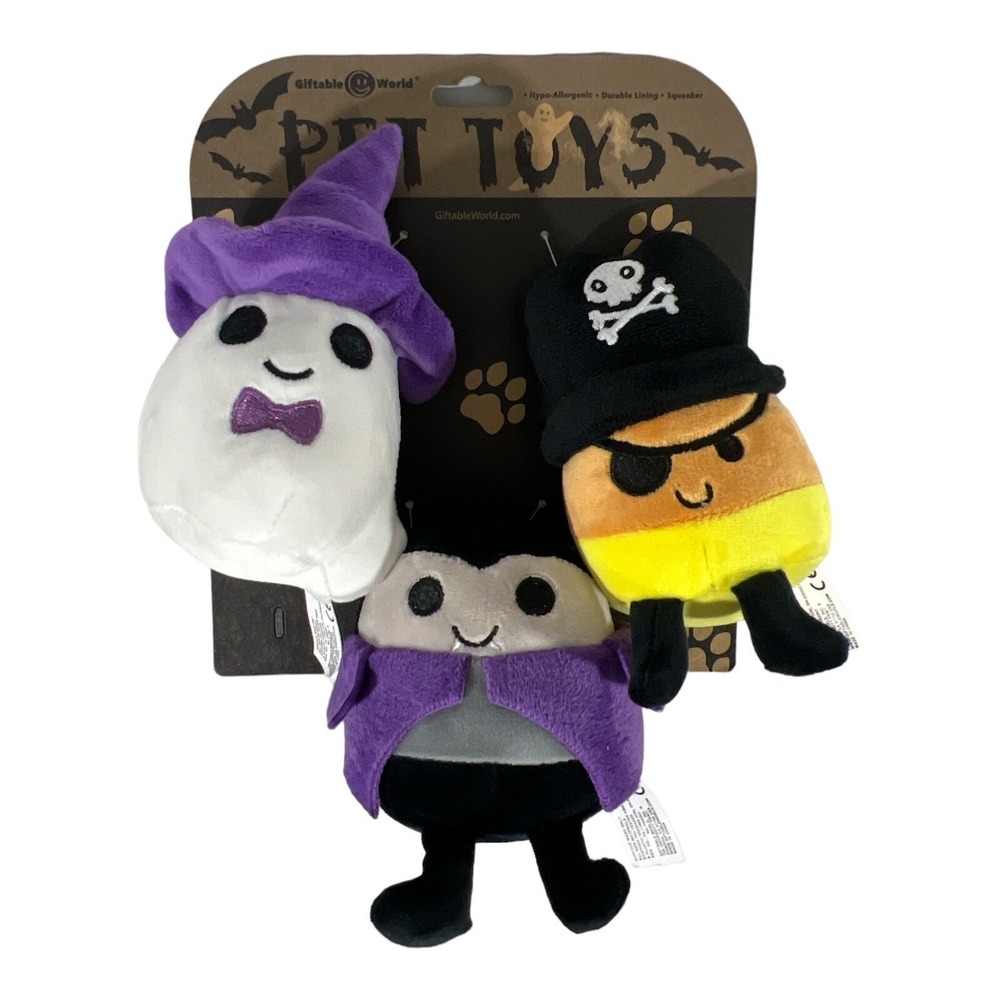 Halloween 3.5" Monster Bash‎ Set Of Three Squeaky Dog Toy Giftable World